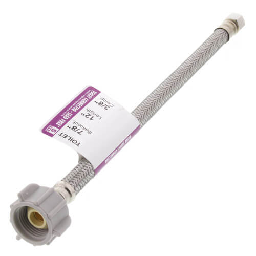 12" Braided Stainless Steel Hose Toilet Connector (3/8" Compression x 7/8" Ballcock)