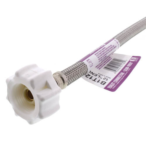 Main product image of 12" Click Seal Braided Stainless Steel Hose Toilet Connector (3/8"Compression x 7/8" Ballcock)