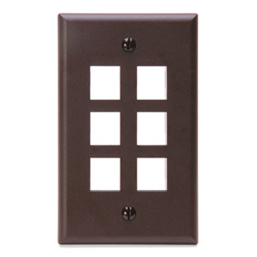 Main product image of Single-Gang Quickport, Wallplate, 6-port (Brown)