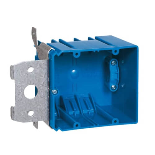 Main product image of Two-Gang Adjustable New Work Outlet Box w/ Side Clamp & Large 220V KO, 34 Cubic Inch
