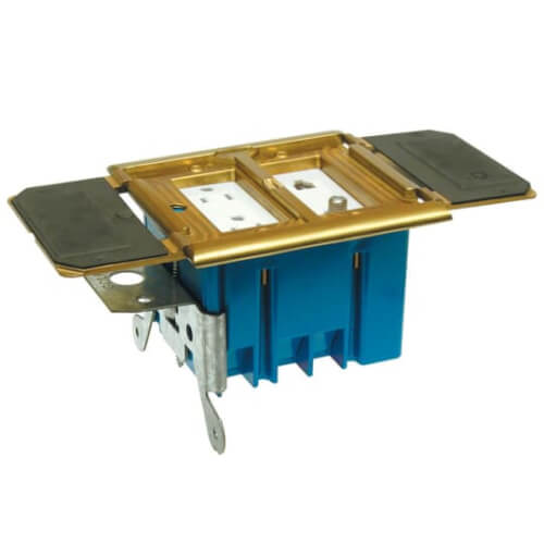 Main product image of Double-Gang Adjustable Residential Floor Box w/ Tamper-Resistant Duplex Receptacle, 34 Cubic Inch