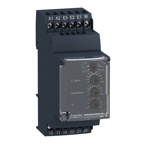 Harmony Voltage Control Relay (5A, 2 NO, 1-100V, 24-240 VAC/DC)