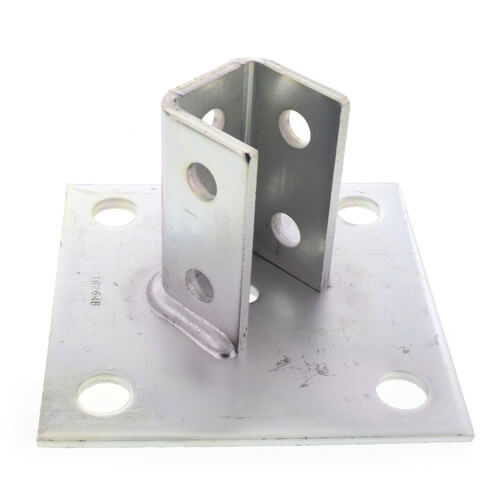 Main product image of 6" x 6" x 3-1/2" Zinc Post Base (For 1-5/8" x 1-5/8" Channel)