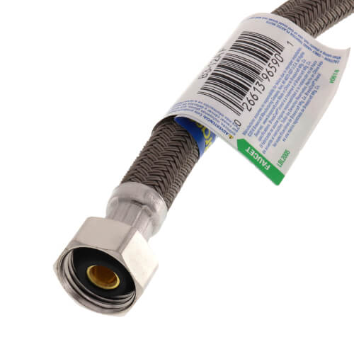 Main product image of 12" Polymer Coated Braided Hose Faucet Connector (1/2" Compression x 1/2" FIP)