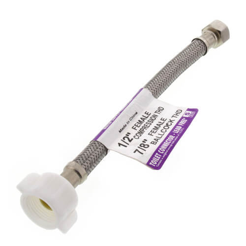 Main product image of B3T09 9" Braided Stainless Steel Hose Toilet Connector (1/2" Compression x 7/8" Ballcock)
