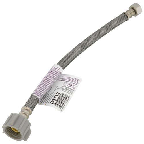 Main product image of B3T12 12" Braided Stainless Steel Hose Toilet Connector (1/2" Compression x 7/8" Ballcock)