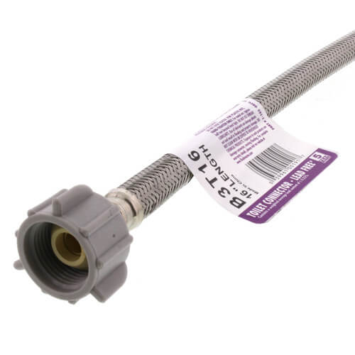 Main product image of B3T16 16" Braided Stainless Steel Hose Toilet Connector (1/2" Compression x 7/8" Ballcock)