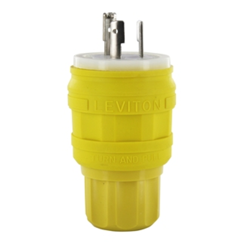Main product image of 20A, 347V NEMA L24-20, 2P, 3W, Plug, Locking Blade, Grounding, Wetguard (Yellow)