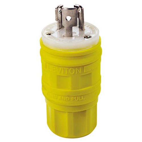 Main product image of 15A, 250V NEMA L6-15P, 2P, 3W, Locking Plug, Grounding, Wetguard (Yellow)