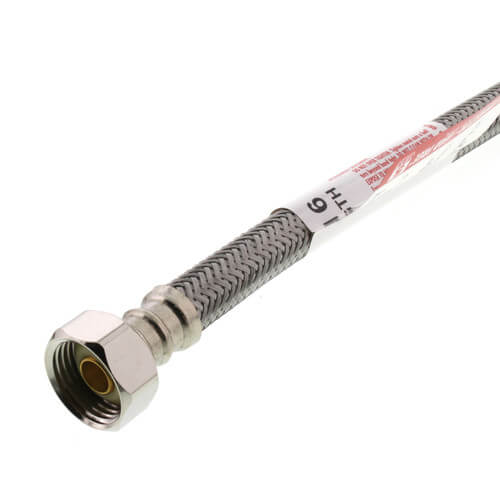 Main product image of 16" Braided Stainless Steel Hose Faucet Supply Connector (1/2" x 1/2" FIP)