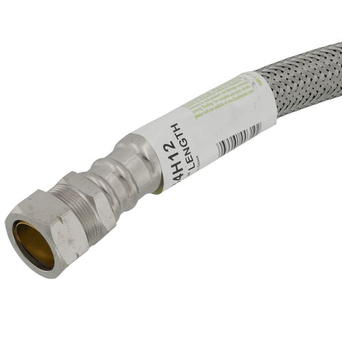 Main product image of 3/4" FIP x 3/4" Compression No-Burst Braided Hose Water Heater Connector (12" Length)