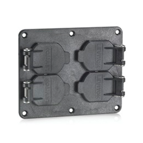 Main product image of 2, Duplex Receptacle Coverplate w/ Weather-resistant Flip Lid Black