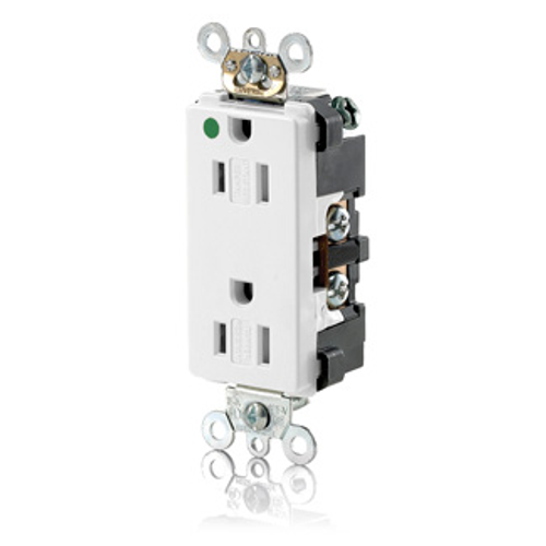 Main product image of Decora Plus Duplex Receptacle, Extra Heavy-Duty Hospital, Tamper Proof, 15A 125V 2P 3W (White)