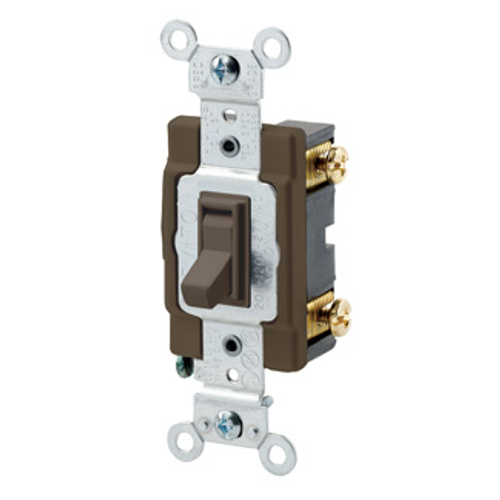 Main product image of 20A, 120/277V Toggle Framed Single-pole AC Quiet Switch, Commercial Spec Grade, Grounding, Side Wired(Brown)