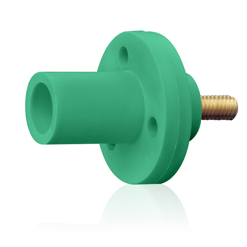 Main product image of 15 Series Cam-Type Male Panel Mount Receptacle, 0.75" Threaded Stud Termination, 90-Degree, #8, #2 AWG, 150A Max, Type 3R When Mated (Green)