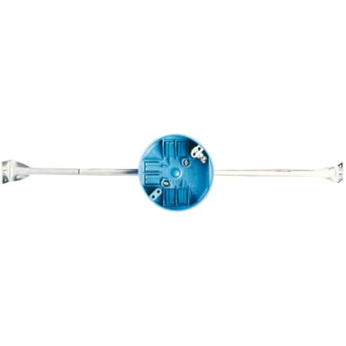 Main product image of 4" Dia. 20 Cubic Inch Ceiling Box w/ Adjustable 14.38-22.5 in. Bar Hanger, Ground Lug & Attached Screw