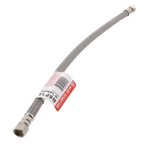 16" Braided Stainless Steel Hose Faucet Supply Connector (3/8" x 3/8" Compression)