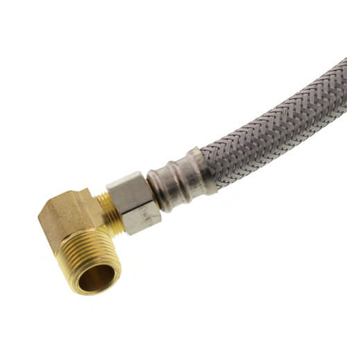 Main product image of 72" Braided Stainless Steel Dishwasher Connector w/ MIP Elbow (3/8" x 3/8" Compression Thread)