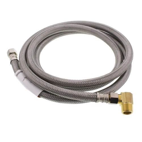 Main product image of 72" Braided Stainless Steel Dishwasher Connector w/ MIP Elbow (3/8" x 3/8" Compression Thread)
