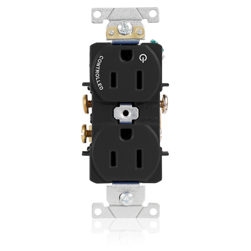 Main product image of Duplex Receptacle, Heavy-Duty Industrial, Split-Circuit, 15A 125V 2P 3W (Black)