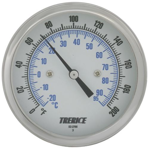 Main product image of B836, 3" Dial, 2-1/2" Adjustable Angle Bimetal Thermometer with Recal (0-Degree (F) to 200-Degree (F) & -20-Degree (C) to 95-Degree (C))