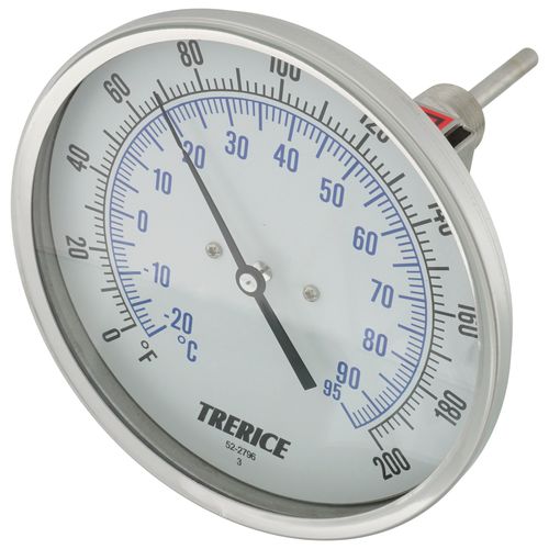 Main product image of B856, 5" Dial, 2-1/2" Adjustable Angle Bimetal Thermometer with Recal (0-Degree (F) to 200-Degree (F) & -20-Degree (C) to 95-Degree (C))