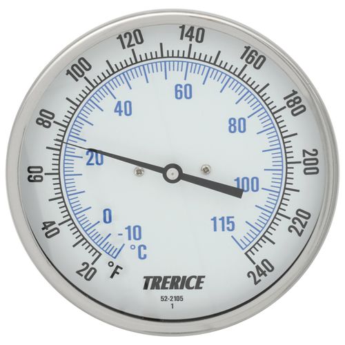 Main product image of B856, 5" Dial, 4" Adjustable Angle Bimetal Thermometer with Recal (25-Degree (F) to 125-Degree (F) & -5-Degree (C) to 50-Degree (C))