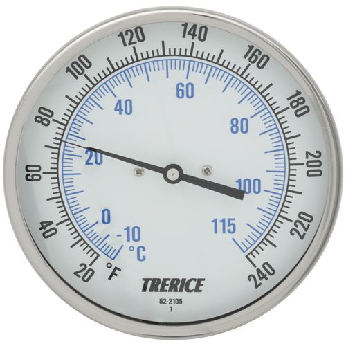 Main product image of B856, 5" Dial, 4" Adjustable Angle Bimetal Thermometer with Recal (20-Degree (F) to 240-Degree (F) & -10-Degree (C) to 115-Degree (C))