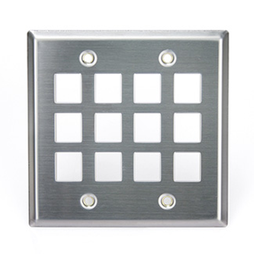 Main product image of Stainless Steel Quickport, Wallplate, Dual-Gang, 12-port