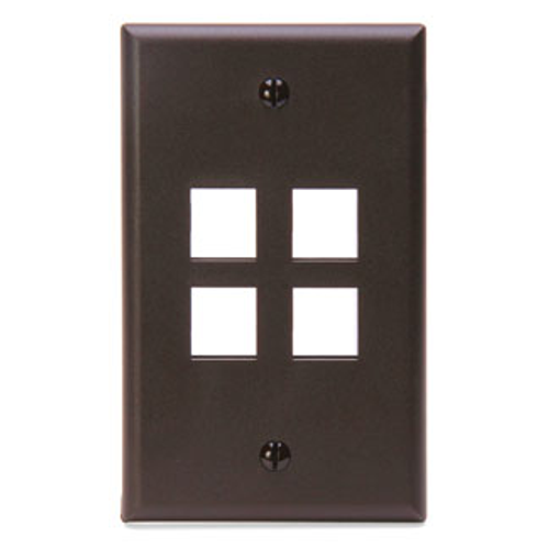 Main product image of Single-Gang Quickport, Wallplate, 4-port (Brown)