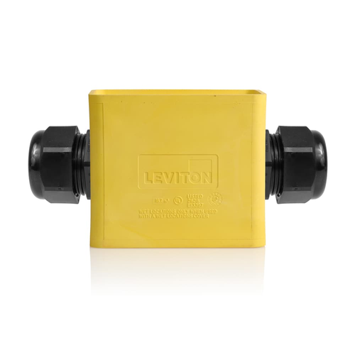 Main product image of Portable Outlet Box, Single-Gang, Standard Depth, Feed-Thru Style, Cable Diameter (0.590", 1.000") (Yellow)