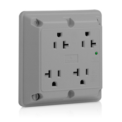 Main product image of 20A, 125V SuRGe Protected Quadruplex Receptacle, Industrial Grade (Gray)