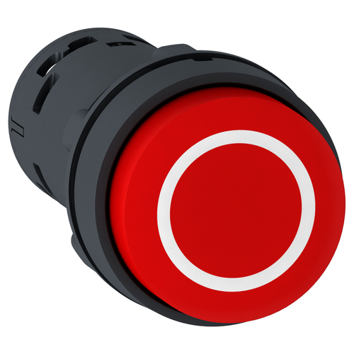 Main product image of Harmony XB7 Monolithic Projecting Push Button, White Marked O, Spring Return, 1 NO + 1 NC - Red