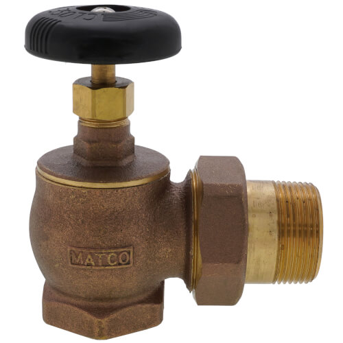 Main product image of 1-1/4" (FIP x Male Union) Steam Angle Radiator Valve, BARVY-1250