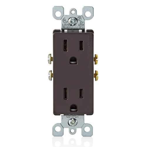 Main product image of 15A Decora Duplex Outlet/receptacle, Grounding (Brown)