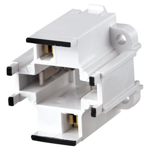Main product image of G24d-1 Base, 10w 13w 2-pin, 10mm Compact Fluorescent Lampholder, Snap-in (Black) White Body