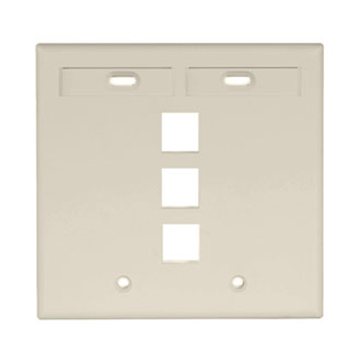 Main product image of Dual-Gang Quickport, Wallplate w/ ID Windows, 3-port (Ivory)