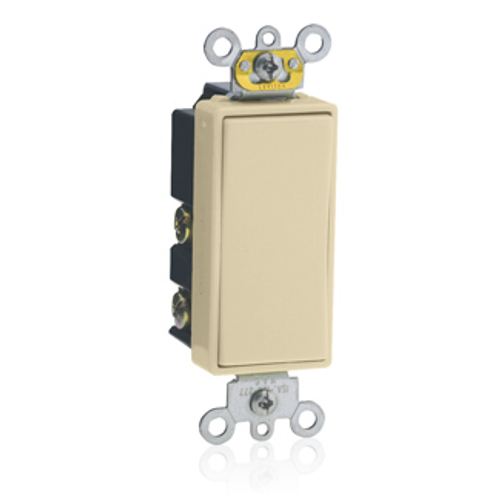 Main product image of 15A, 120/277v, Decora Plus Rocker 2-throw Ctr-off Mom. Contact 1-pole AC Quiet Switch (Ivory)