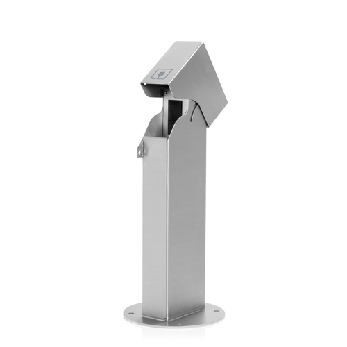 Main product image of 1-Gang 18" Stainless Steel Power Pedestal, Surface Mount, NEMA 3R, Lockable Hinged Top, Self-Closing Lid, Brushed, Stainless Steel