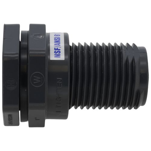 Main product image of 1" PVC Bulkhead Fitting w/ EPDM Gasket (Socket x Thread)