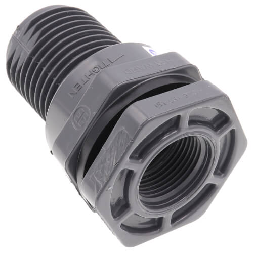 Main product image of 1" PVC Bulkhead Fitting w/ EPDM Gasket (Thread x Thread)