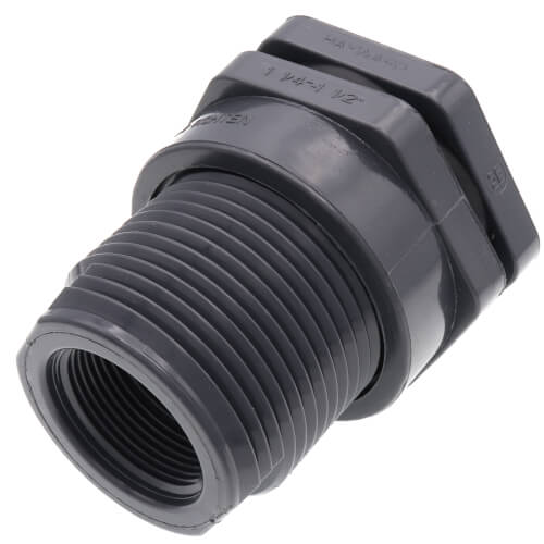 Main product image of 1-1/4" PVC Bulkhead Fitting w/ EPDM Gasket (Thread x Thread)