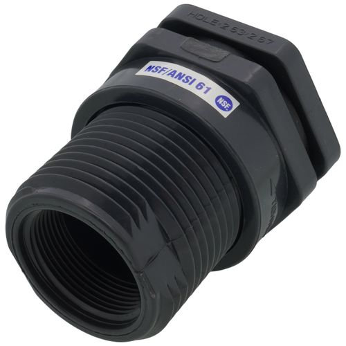 Main product image of 1-1/2" PVC Bulkhead Fitting w/ FPM Gasket (Socket x Thread)