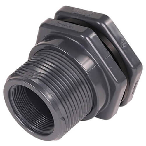 Main product image of 2" PVC Bulkhead Fitting w/ EPDM Gasket (Socket x Thread)