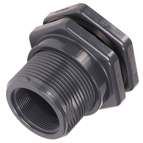 Main product image of 2" PVC Bulkhead Fitting w/ FPM Gasket (Socket x Thread)