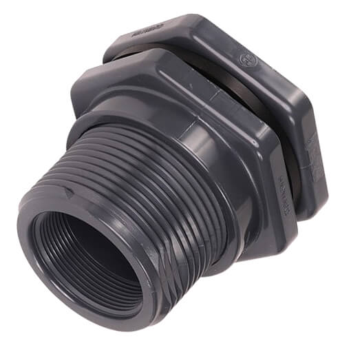 Main product image of 4" PVC Bulkhead Fitting w/ EPDM Gasket (Socket x Thread)