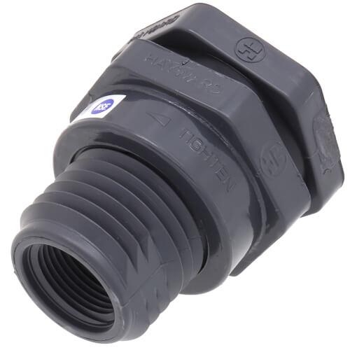 Main product image of 3/4" PVC Bulkhead Fitting w/ EPDM Gasket (Socket x Thread)
