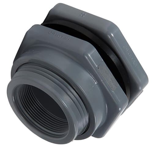 Main product image of 1-1/2" PVC Bulkhead Fitting w/ EPDM Gasket (Socket x Thread)