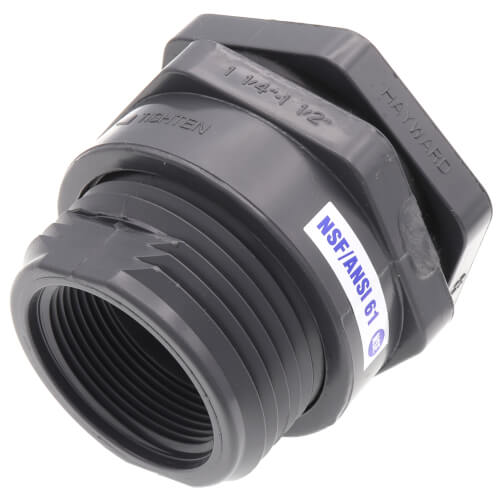 Hayward Bfas1010cfs 1" Pvc Bulkhead Fitting W/fpm Gasket Socket X Threaded End Connections