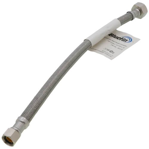 12" Braided Stainless Steel Hose Faucet Connector (3/8" Compression x 1/2" FIP)